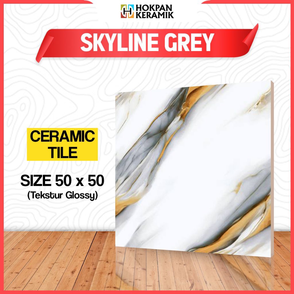 Keramik Lantai Motif Marmer Grey Gold Vein Marble – Skyline Grey