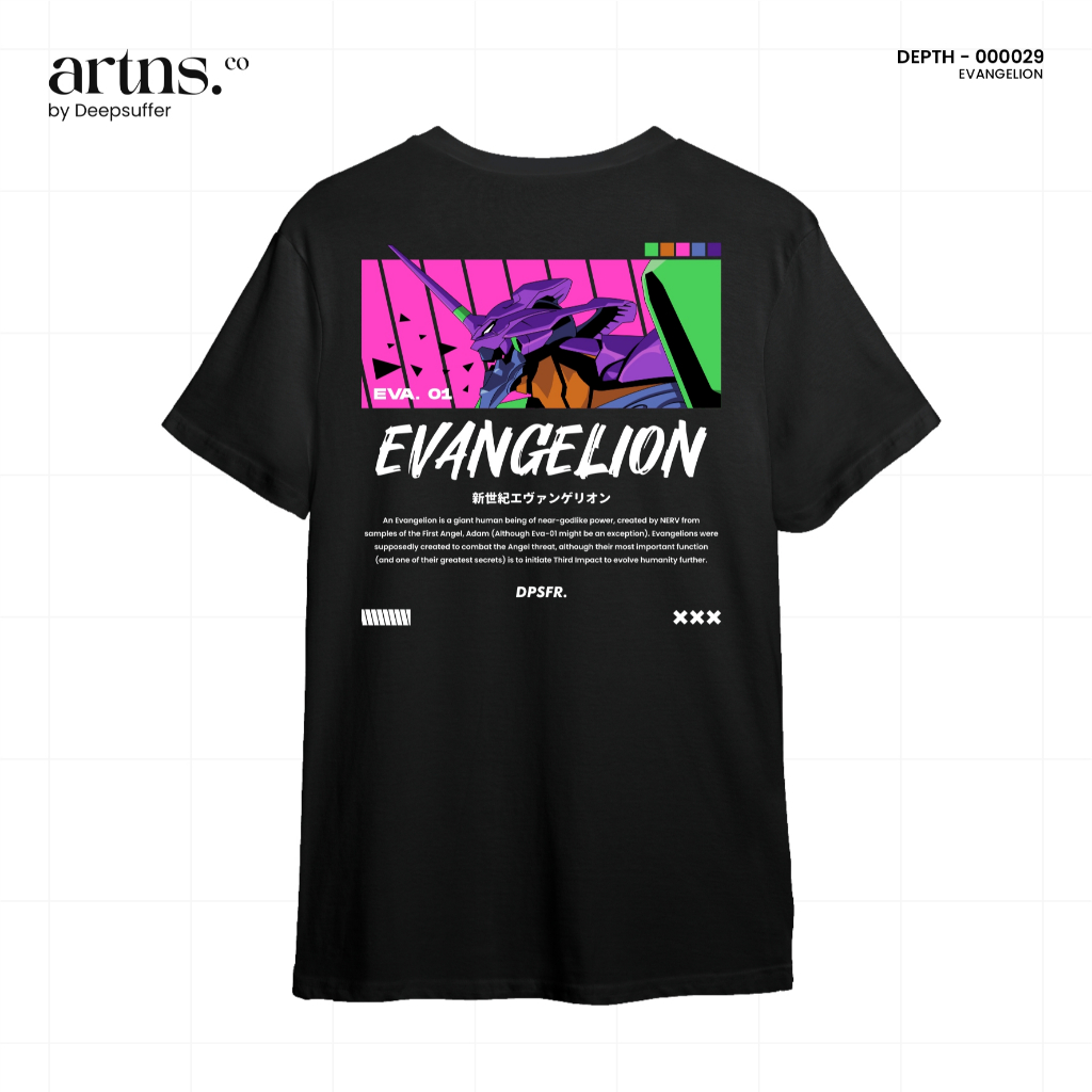 Tshirt artns Hitam - Evangelion