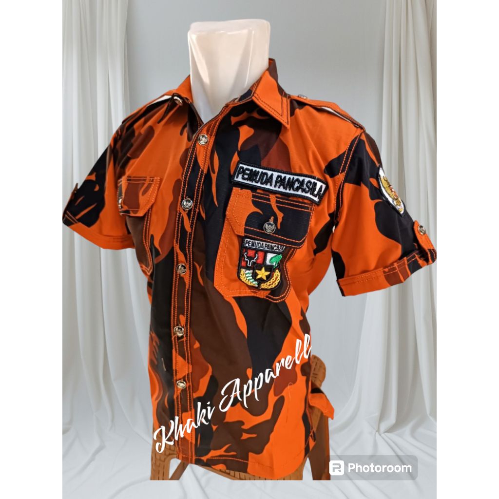 Kemeja Pemuda Pancasila sritex bordir timbul jahitan rante baju Pendek