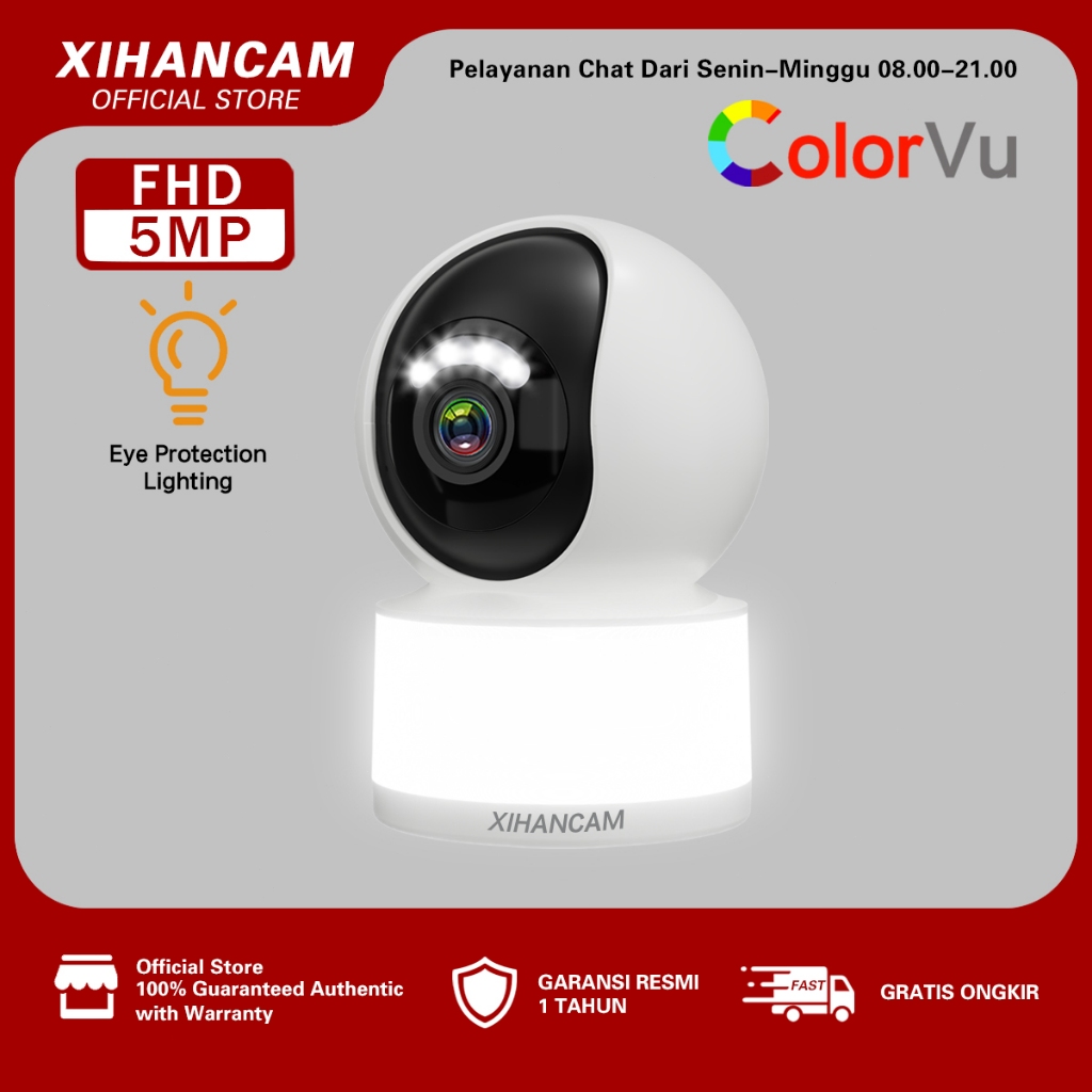 XIHANCAM CCTV Lampu Wifi 5MP IP Kamera CCTV Indoor 360 PTZ Zoom CCTV Bohlam Wifi Jarak Jauh Lewat HP