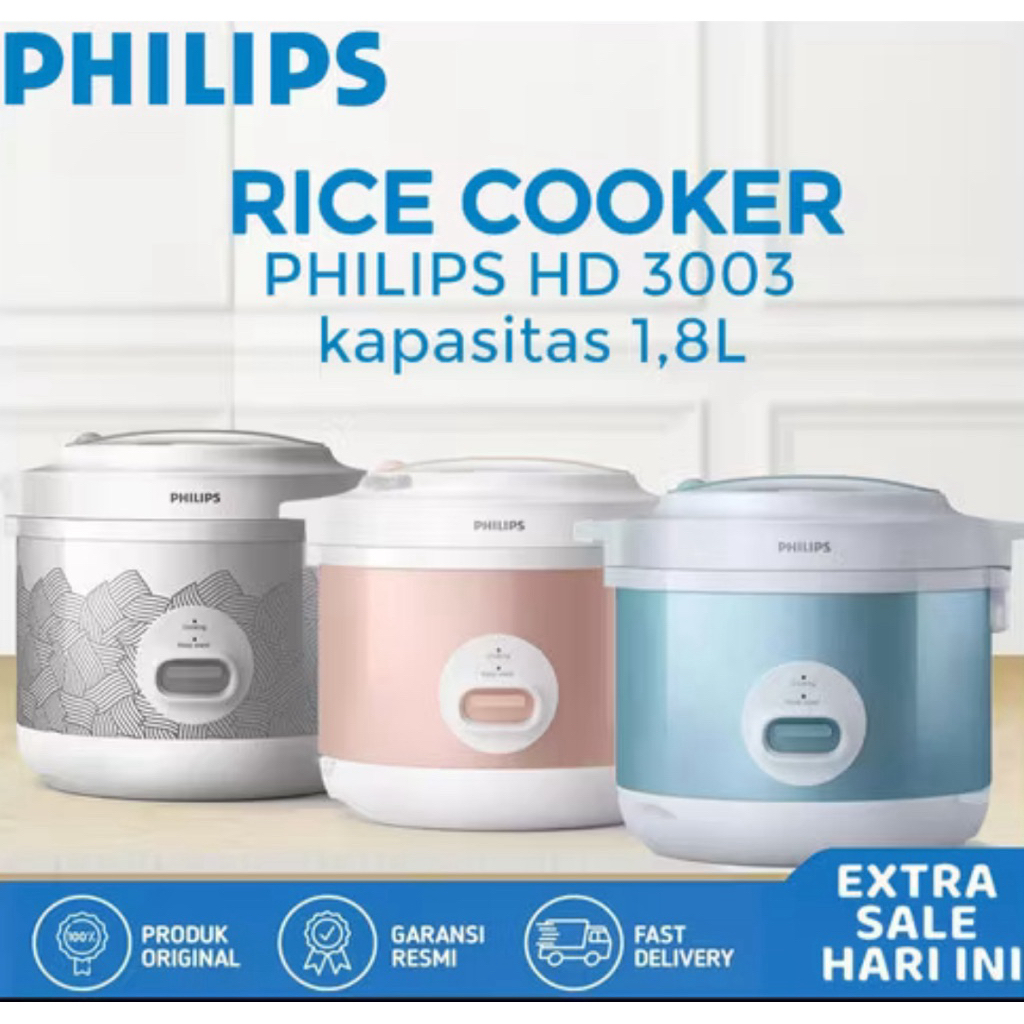 [ Philips ] Rice Cooker / Magicom 3IN1 memasak,mengukus,menghangatkan Philips HD 3003 - 1,8Liter