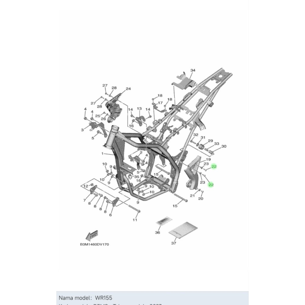 Bolt Baut Frame Bodi Body Kecil Bawah Samping Yamaha WR155 WR 155 Original 90111-05010