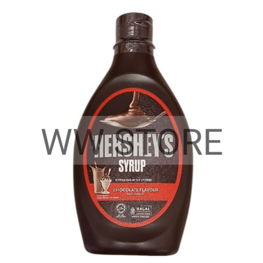 

Toping topping kue saus sirup coklat cokelat halal MUI HERSHEY'S HERSHEYS HERSHEY Chocolate Flavor Flavour Syrup kemasan 623g