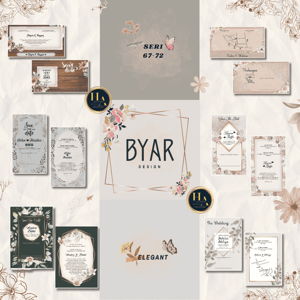 Undangan Pernikahan Khalil Rustic, Murah Undangan Pernikahan Nikah Wedding Undangan BYAR 67 68 69 70