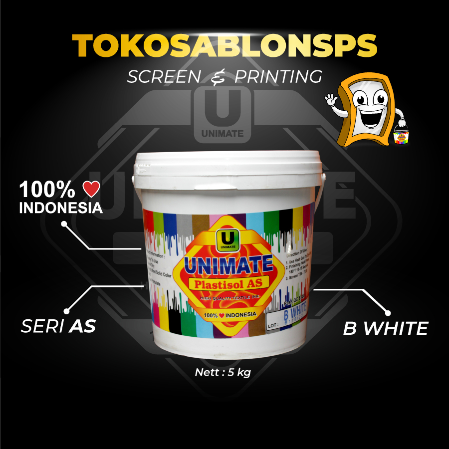 

TINTA PLASTISOL UNIMATE AS B WHITE @5Kg @Pail