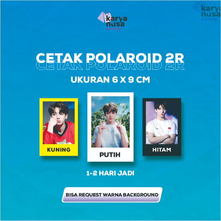 Photocard Polaroid Jungkook BTS 2R Premium Glossy 210gsm Golden Closet Films Custom Hasil Tajam Cera