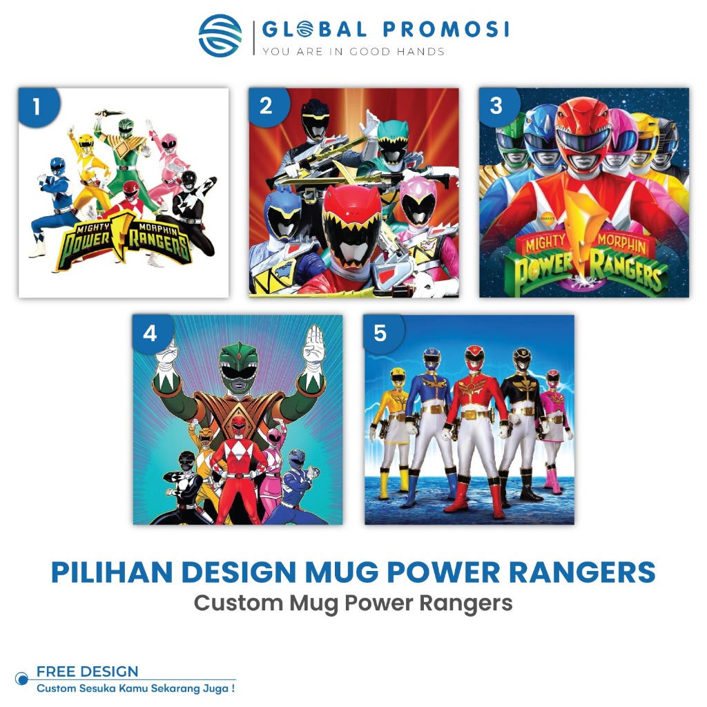 Pilihan Desain Tema Power Rangers Untuk Custom MUG Dan Tumbler