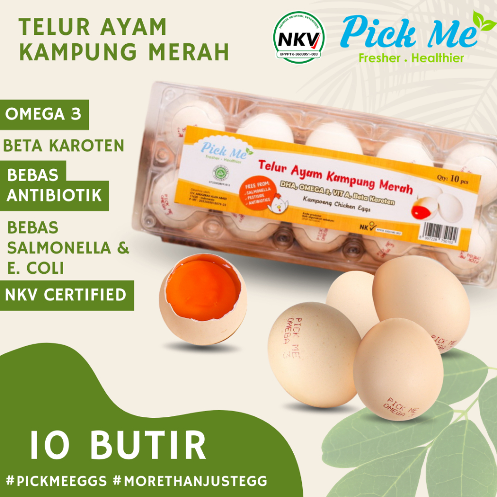 

Telur Ayam Kampung Merah Omega 3 Pick Me Eggs 10 Butir