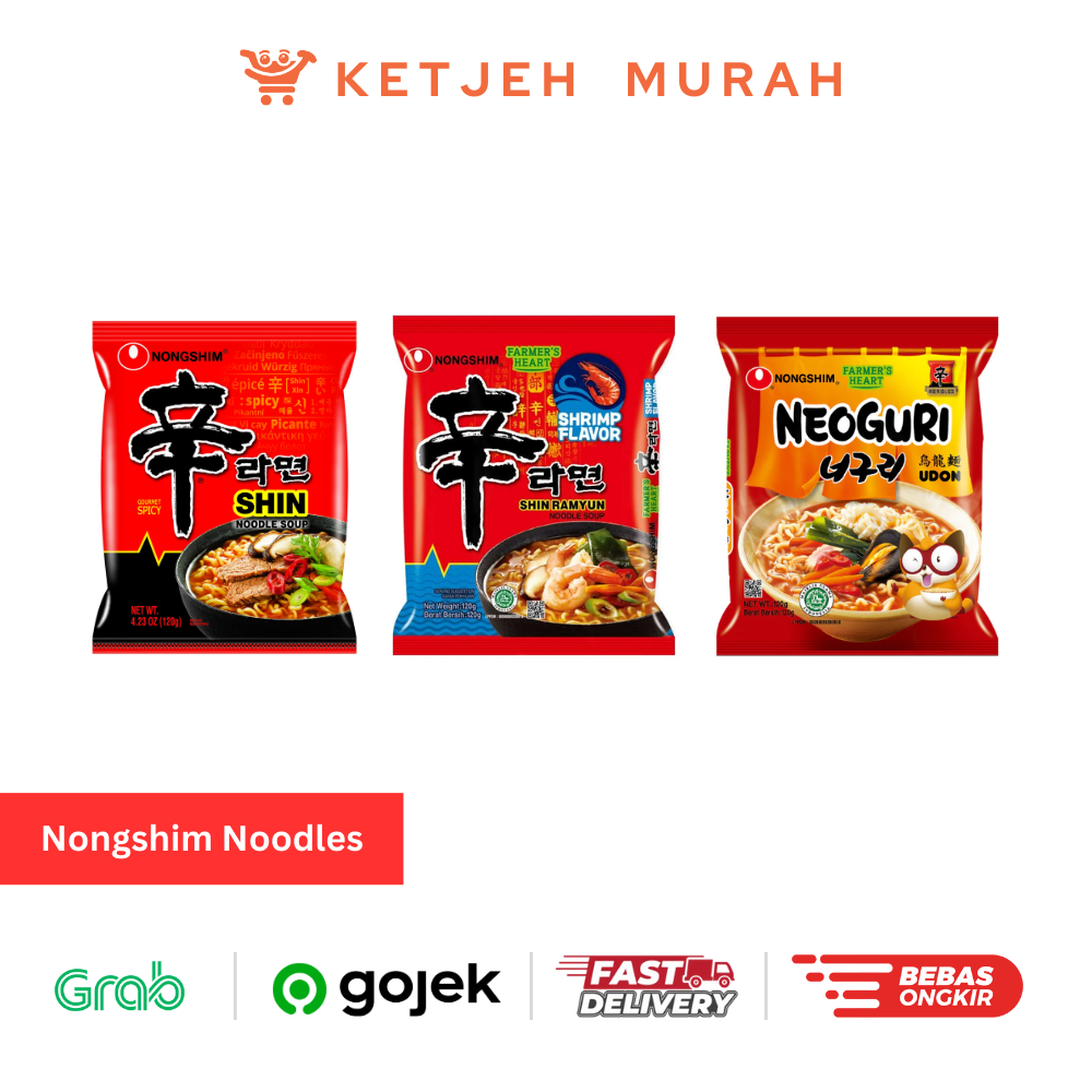 

Nongshim Noodle Mie Korean Instant Shin Ramyun Noodle Soup Rasa Spicy / Shin Ramyun Noodle Soup Rasa Shrimp / Neoguri Udon