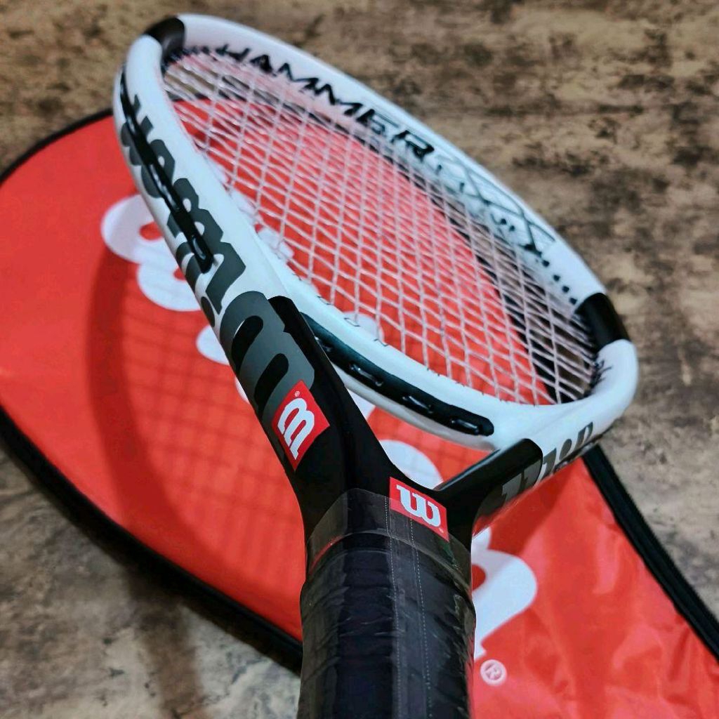 RAKET TENIS WILSON HYPER HAMMER METRIK CARBON SIAP PAKAI SENAR PUTIH