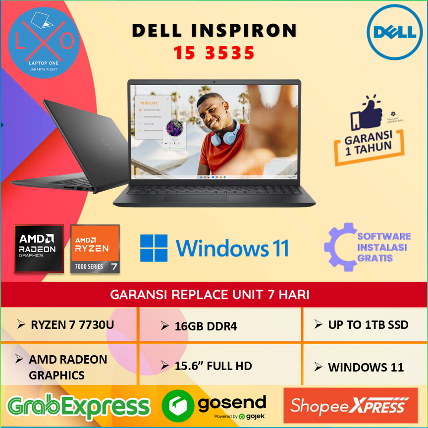 Laptop Dell Inspiron 3535 Ryzen 7 7730U 16GB 1TB 15.6" Full HD Windows 11 Home
