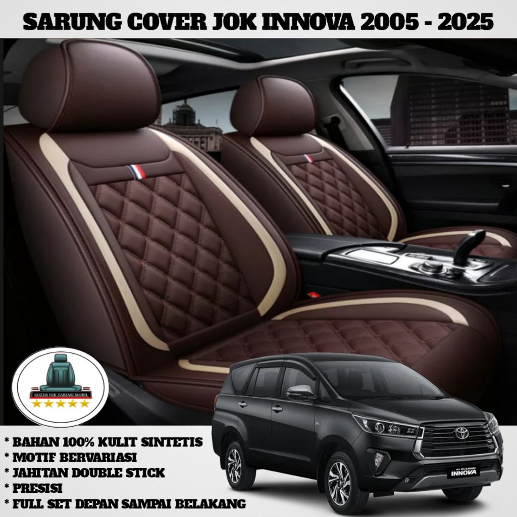 sarung jok mobil innova 2005 - 2025 full seat semua baris jok bahan kulit sintetis