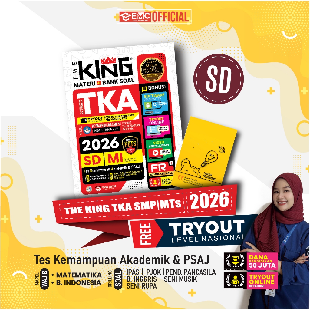 EMC Buku Ujian TKA SD/MI 2026 The King Materi Bank Soal Ujian TKA SD-MI 2026 (Sesuai Permendikdasmen