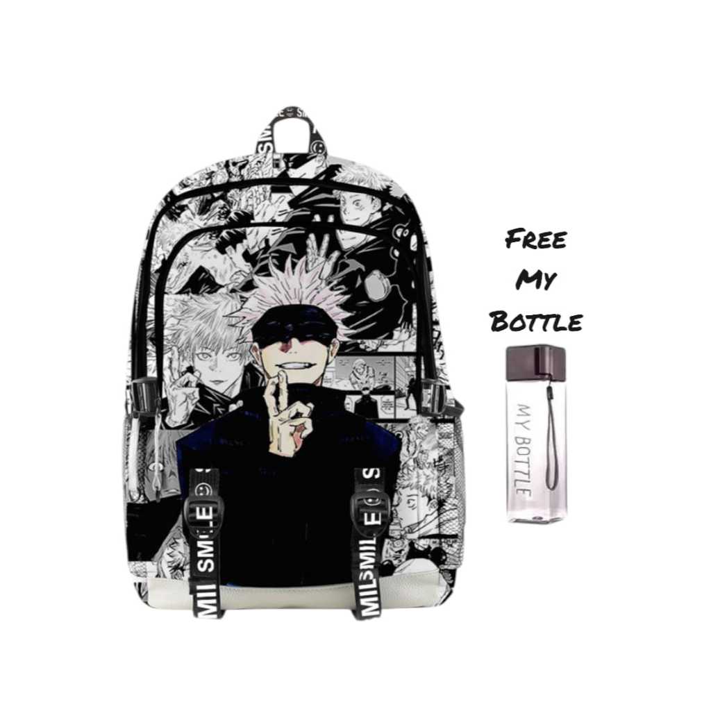 Tas sekolah anak laki-laki SD SMP SMA free botol-Tas sekolah anak cowok aesthetic-Tas sekolah anime