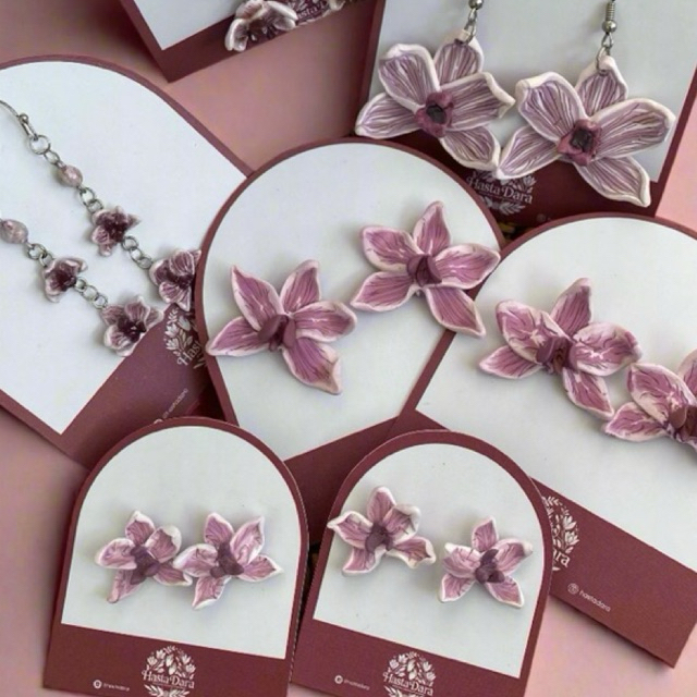 Orchid Series | Anting Clay Handmade Bunga Anggrek | Anting Hypoallergenic by Hasta Dara