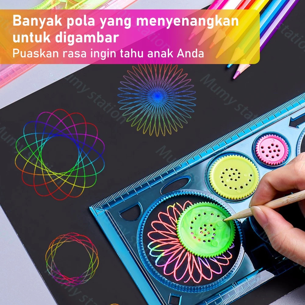 

BENSIA Penggaris Rotary Pengaris Plastik Gambar Pola Geometri Bunga