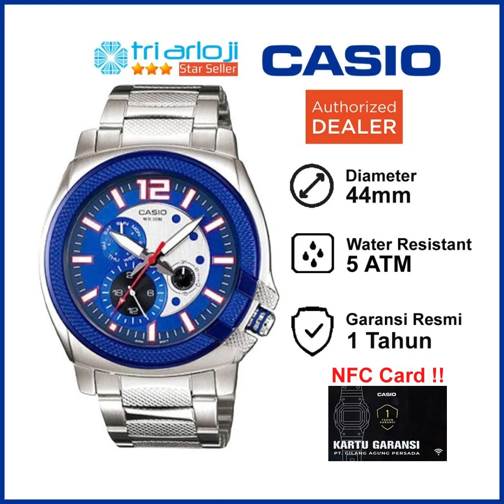 CASIO MTP-1316D-2AVDF Jam Tangan Pria Analog Stainless Steel MTP-1316D-2A MTP1316D