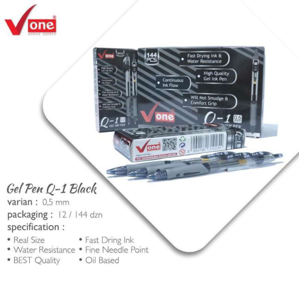 

GEL PEN Q1 BLACK V-ONE 1 PACK