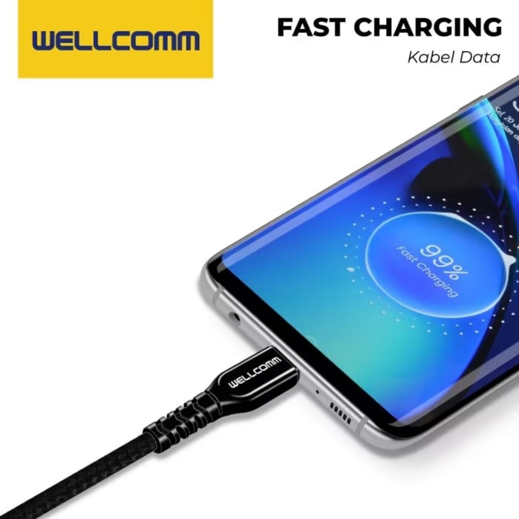 Kabel data WELLCOMM model Nylon B tipe Mikro dan Type C