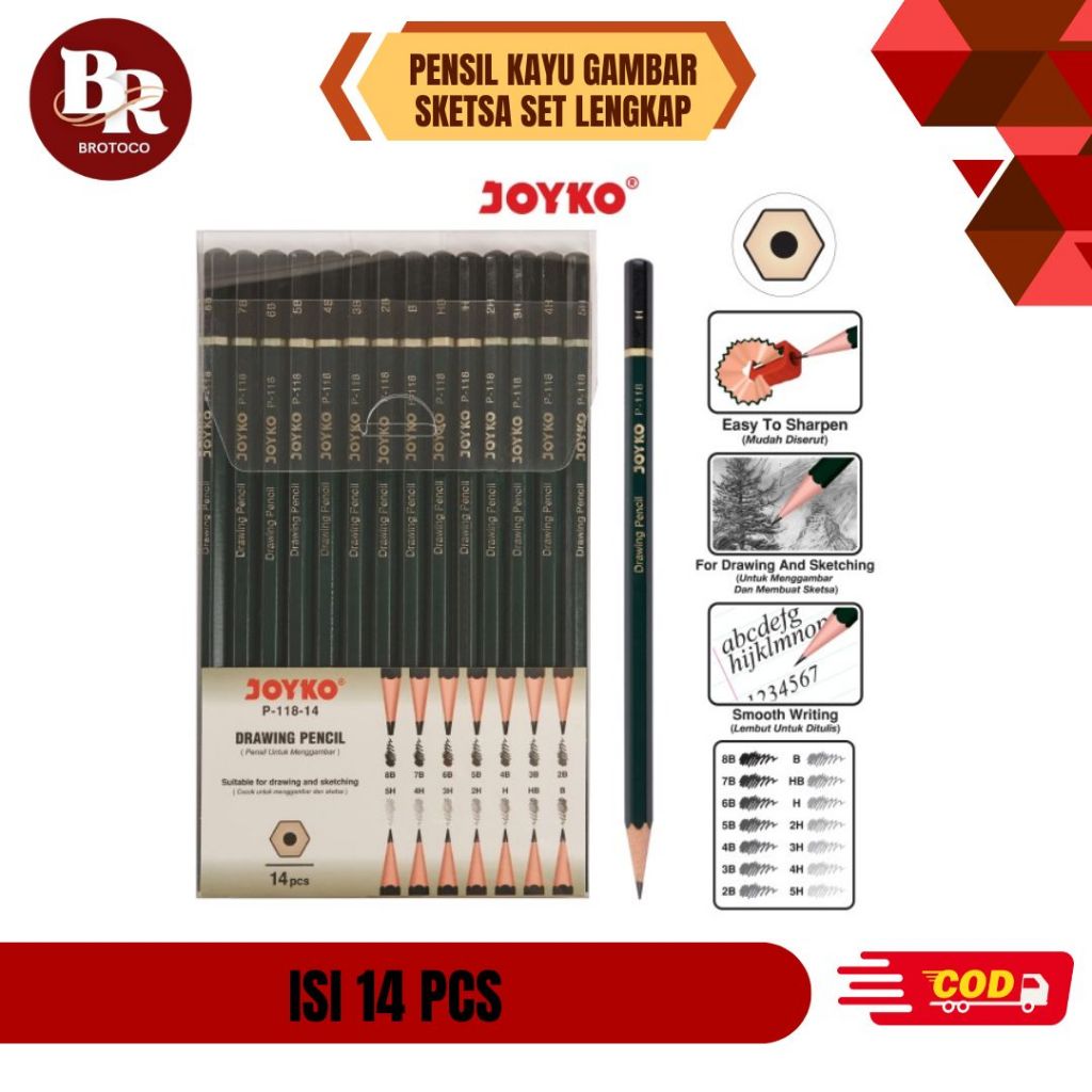 

[BROTOCO] Pensil Sketsa Joyko P-118-14 - Set 14 Pcs