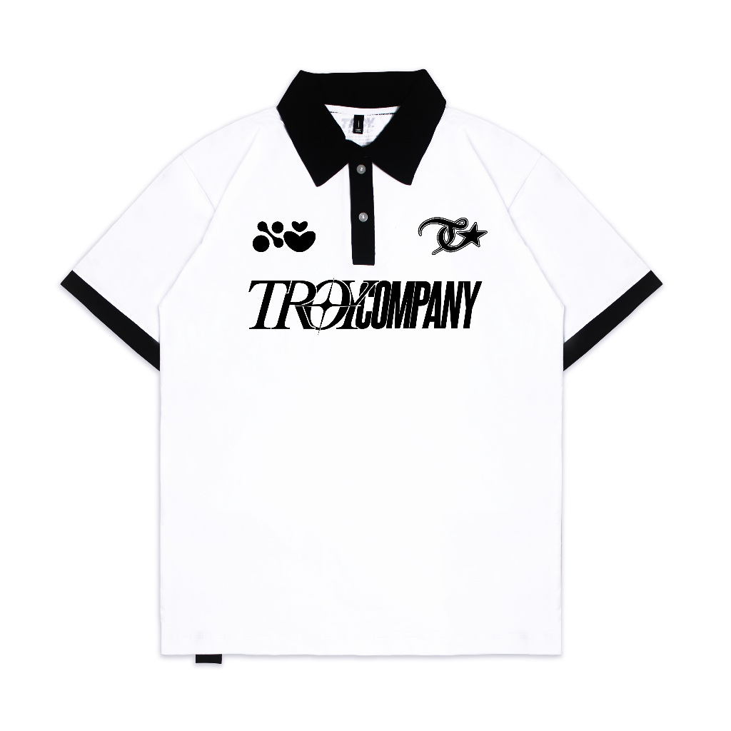 Troy Company Polo Wangky Tshirt White Black Buzee - Kaos Kerah Putih Hitam WKD 3275