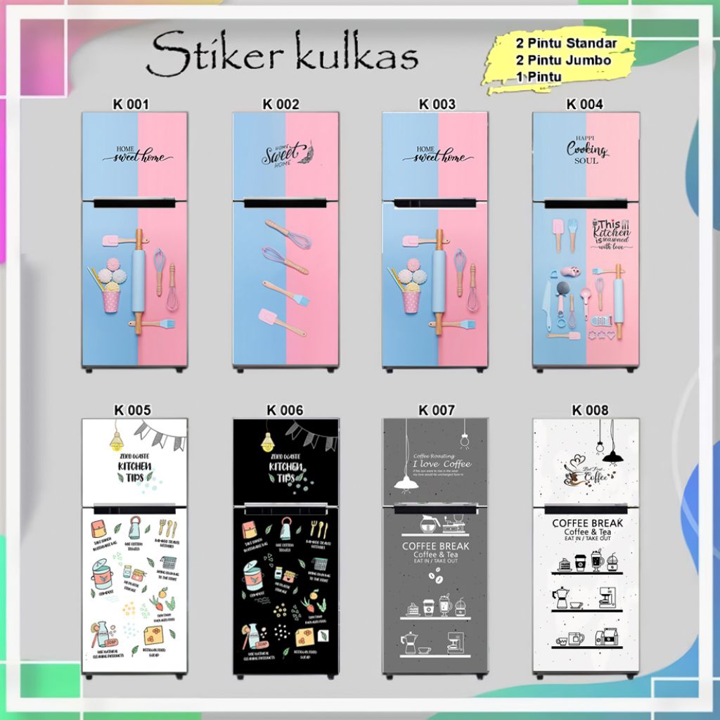 STIKER KULKAS 2 PINTU/1 PINTU MOTIF KITCHEN 01