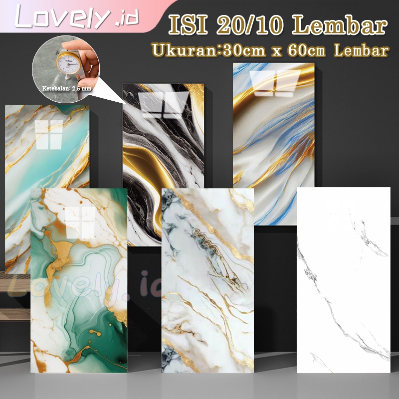 Lembar Wallpaper Dinding Vinyl Marble Premium PET Tebal 2,5 mm Aesthetic Decor Stiker Kamar Tidur Ru