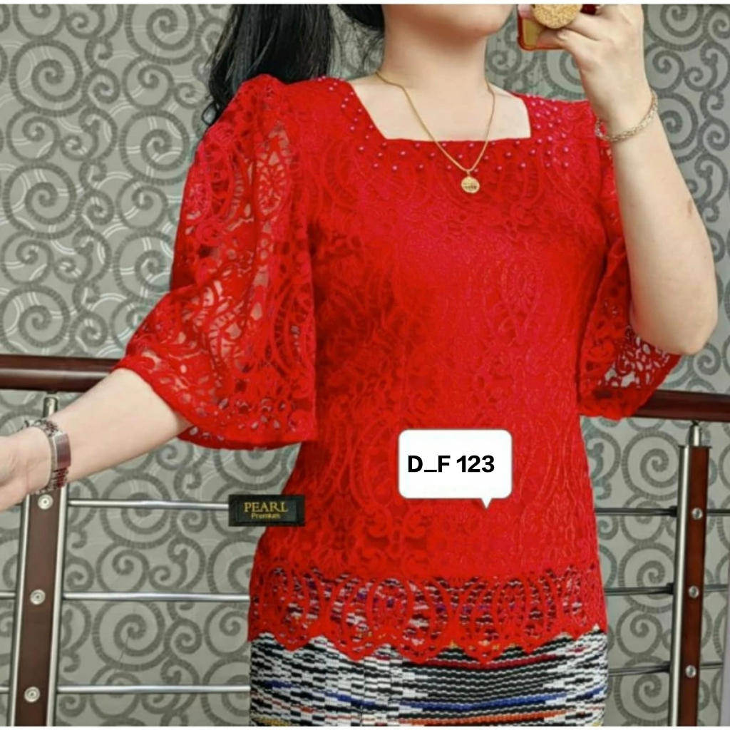 MJ_75 - Atasan Renda Brokat / Blouse Kebaya Modern Tangan Kembang / Kebaya Batak Medan