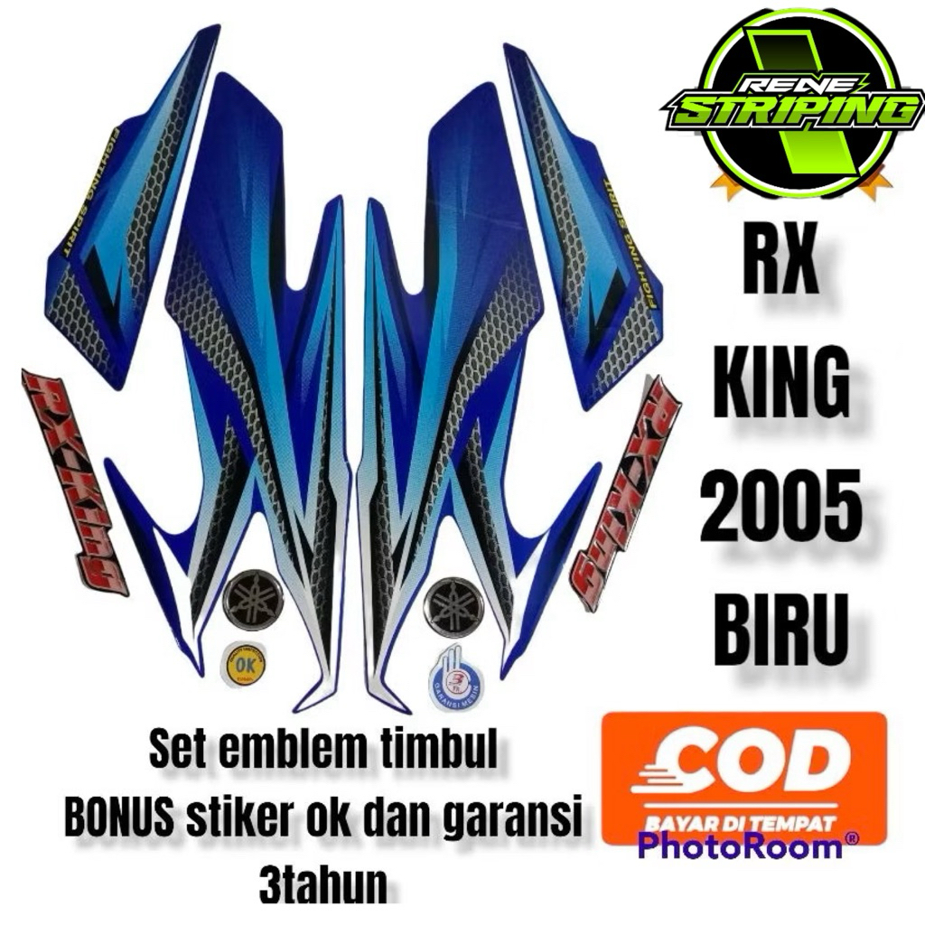sticker stiker striping lis les polet standar ori yamaha rx king 2005 glossy metalik biru