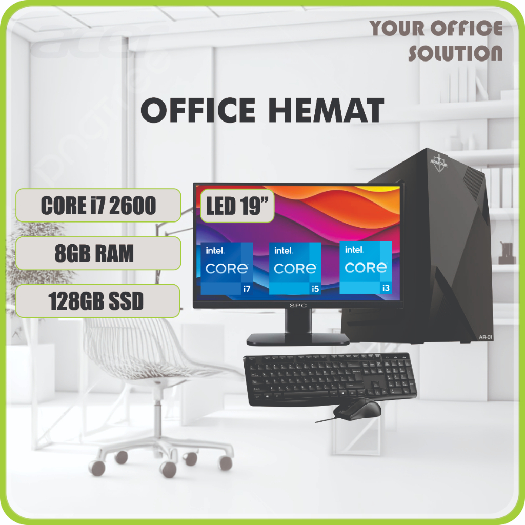 Fullset PC Core i7 2600  - Monitor 19 LED  - INTEL GEN 2