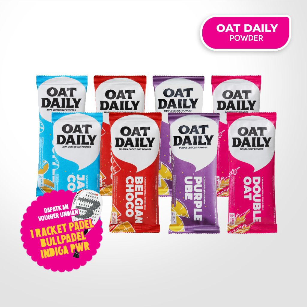 

OAT DAILY Flavored Oat Powder Mix 4pcs | SPESIAL TIKET UNDIAN RAKET BULLPADEL