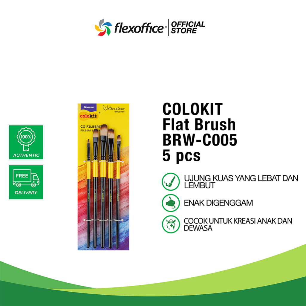 

COLOKIT FILBERT BRUSH BRW-C005 5 pcs KUAS LUKIS ENAK DIPAKAI MEWARNAI lembut