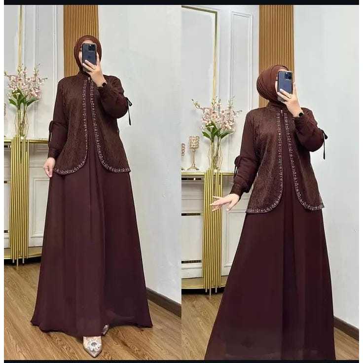 Inces gamis kondangan simple elegan dress kondangan brukat
