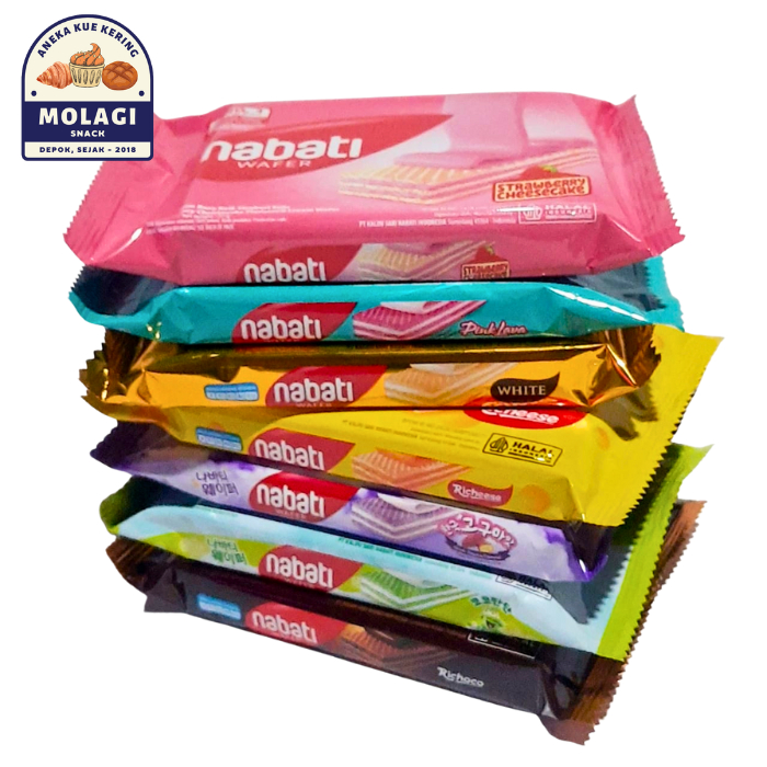 

Nabati Wafer 2000 (Richeese, Richoco, Strawberry, Goguma, White, Pink Lava, Cocopan Flavour) Molagi Snack
