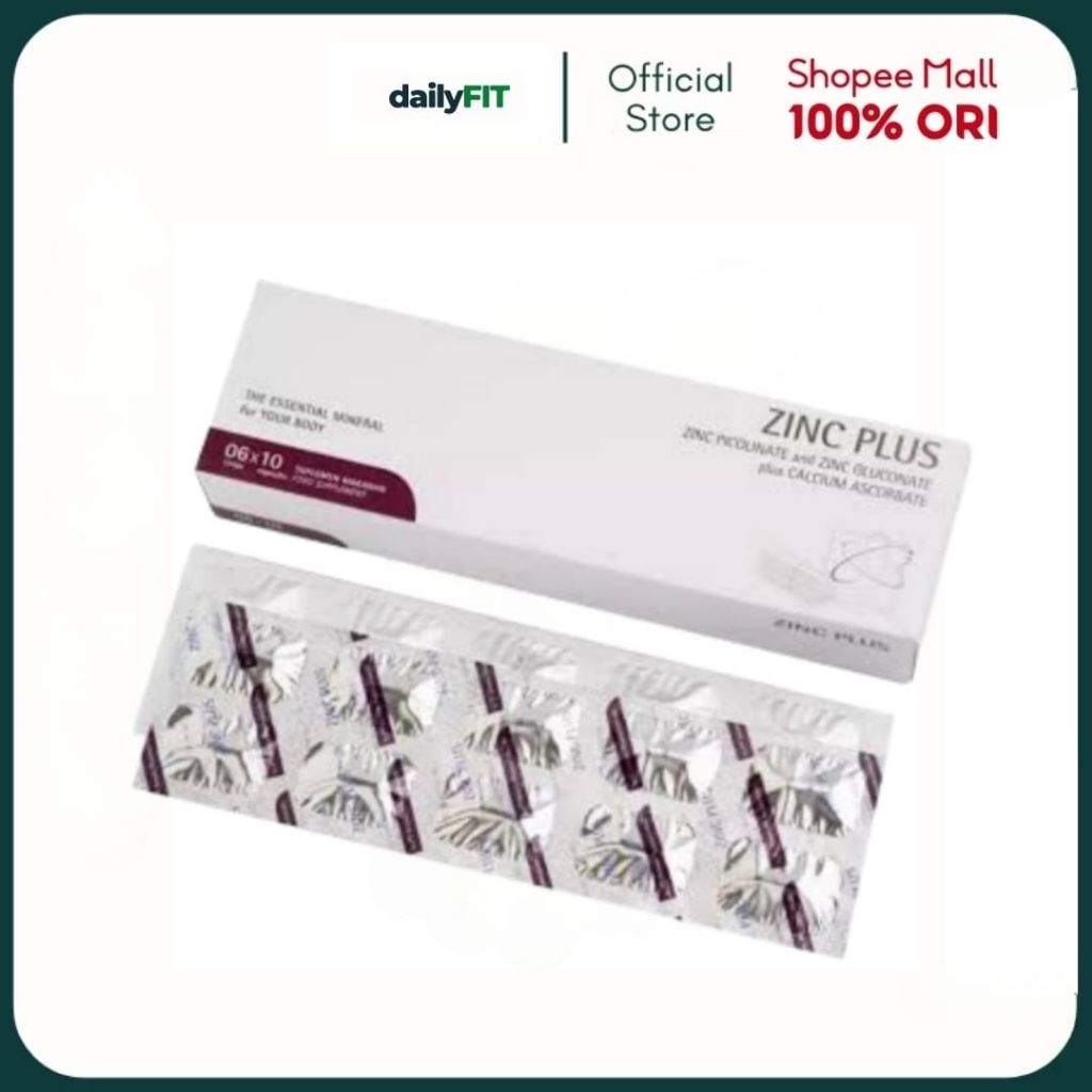 ZINC PLUS Untuk Jerawat Rambut Rontok Vitamin C [1 strip ] 10 Kapsul