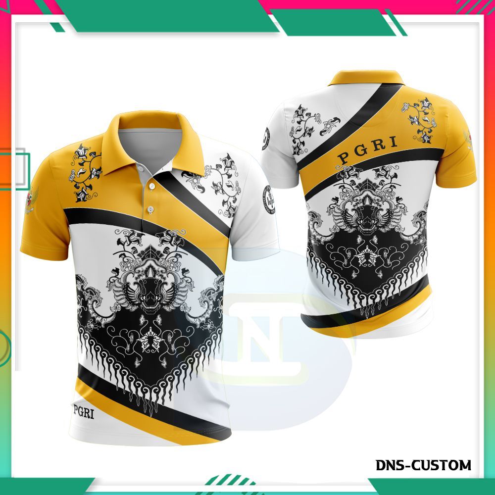 Kaos PGRI Berkerah Pria Fullprint / Baju Guru PGRI Pria / Jersey Olahraga Guru PGRI Pria