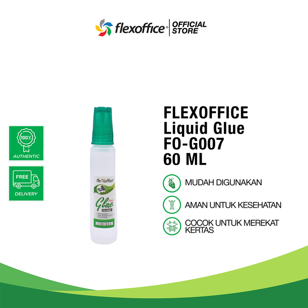 

FLEXOFFICE LIQUID GLUE FO-G007 60 ML LEM KERTAS CAIR REKAT BAIK MUDAH DIGUNAKAN MURAH