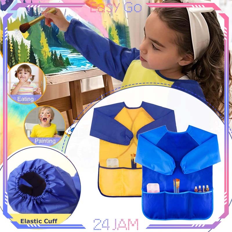 Kids Painting Apron Apron Lukis Anak Celemek Melukis Art Smock Kids Anti Air Apron Waterproof Lengan