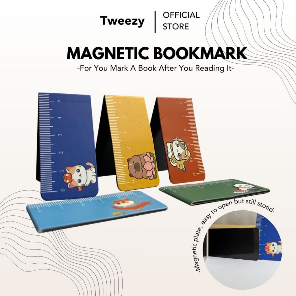 

Penggaris Lipat Penjepit Buku Magnetic Motif Karakter Kartun Lucu Bookmark Pembatas Kertas