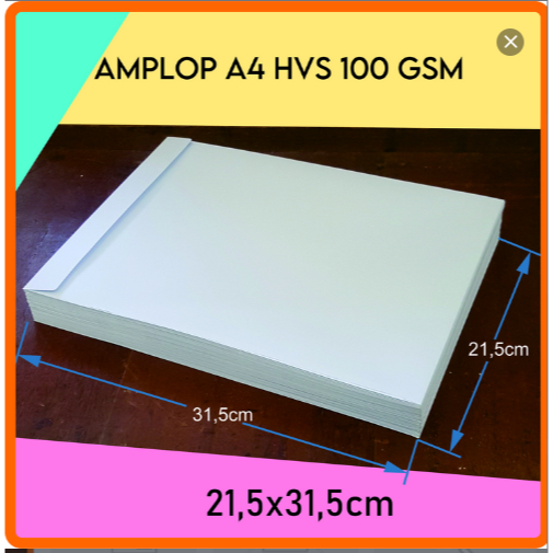 

Amplop A4 HVS 100 Gsm Ukuran 21,5x31,5cm - 1 Pak Isi 100pcs