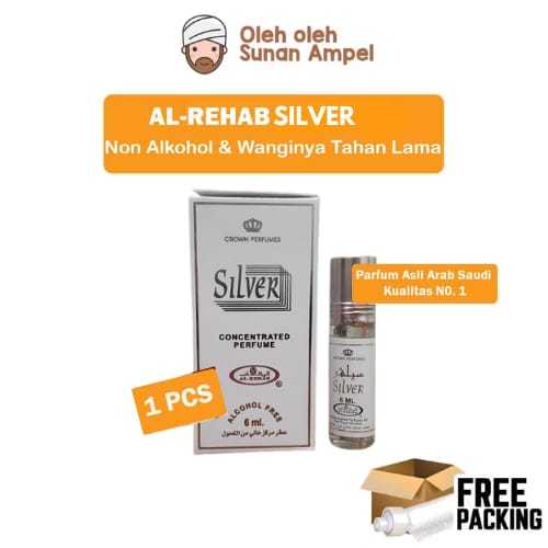 Parfum Al Rehab Silver Roll On 6Ml Aroma Khas Timur Tengah