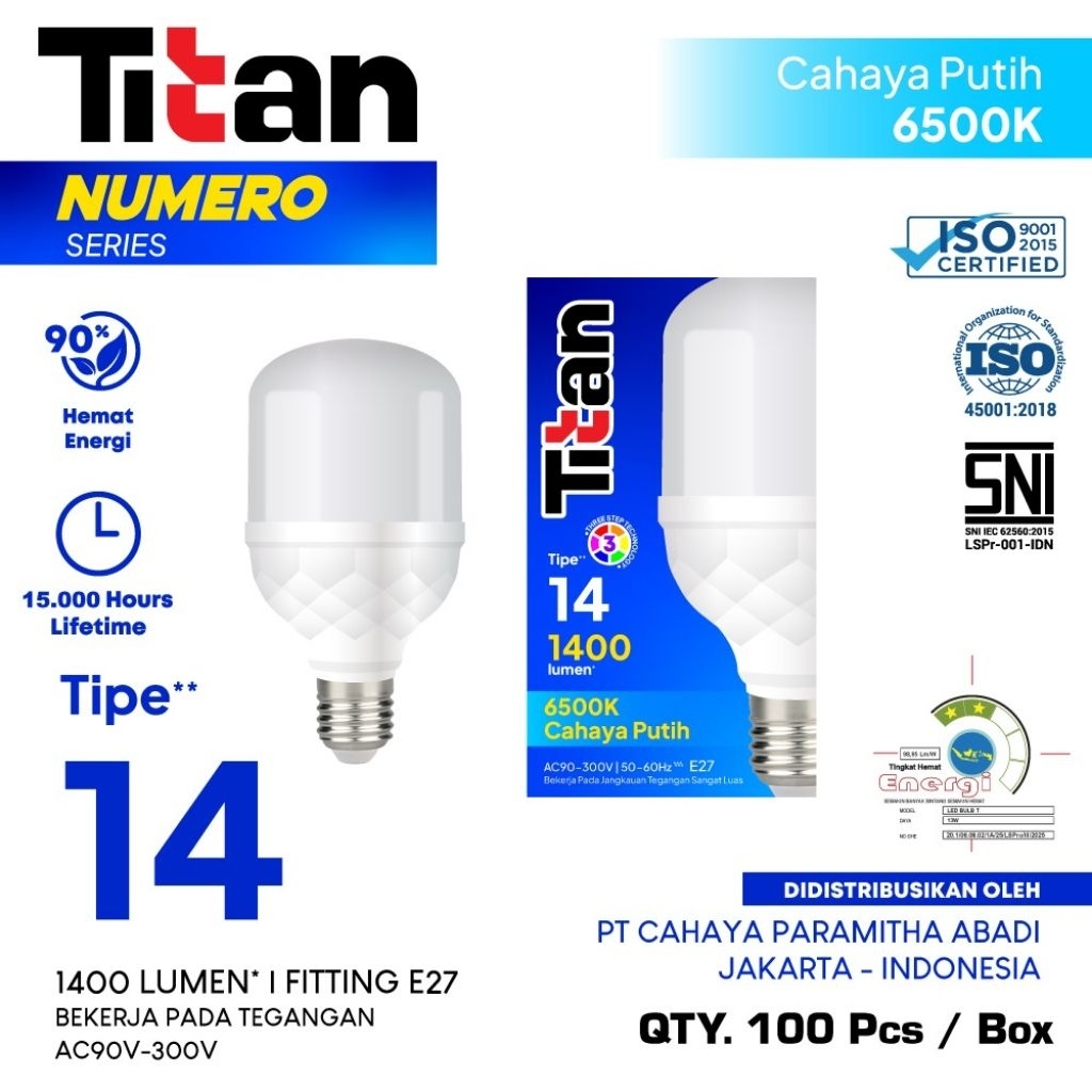 Led Titan Numero 14 Watt Kapsul T Bulb - Lampu Led Ligera Platinum 14 W Capsule Bohlam Led Putih