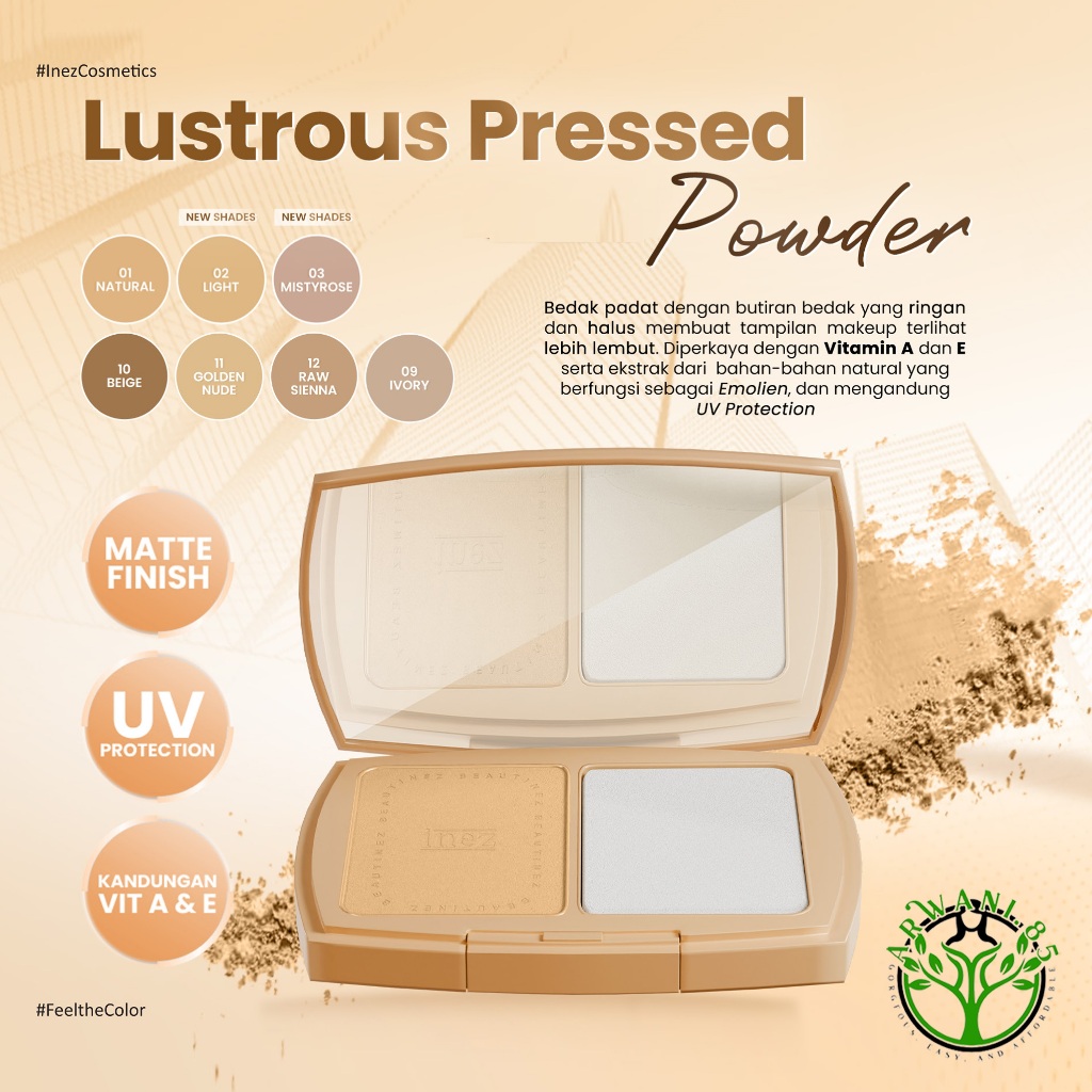 INEZ Bedak Padat Gold Lustrous Pressed Powder Inez 900