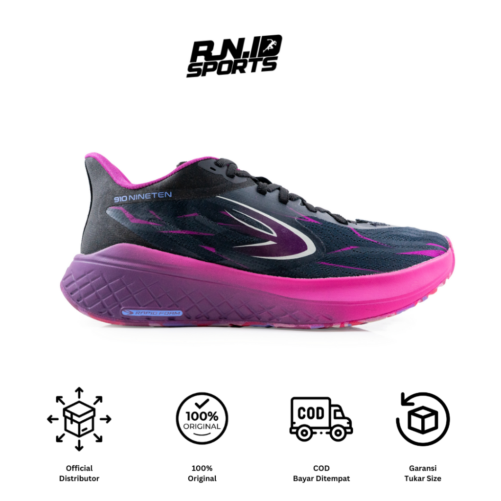 910 Sepatu Lari KANZAKI 2.0 HITAM/UNGU/MAGENTA