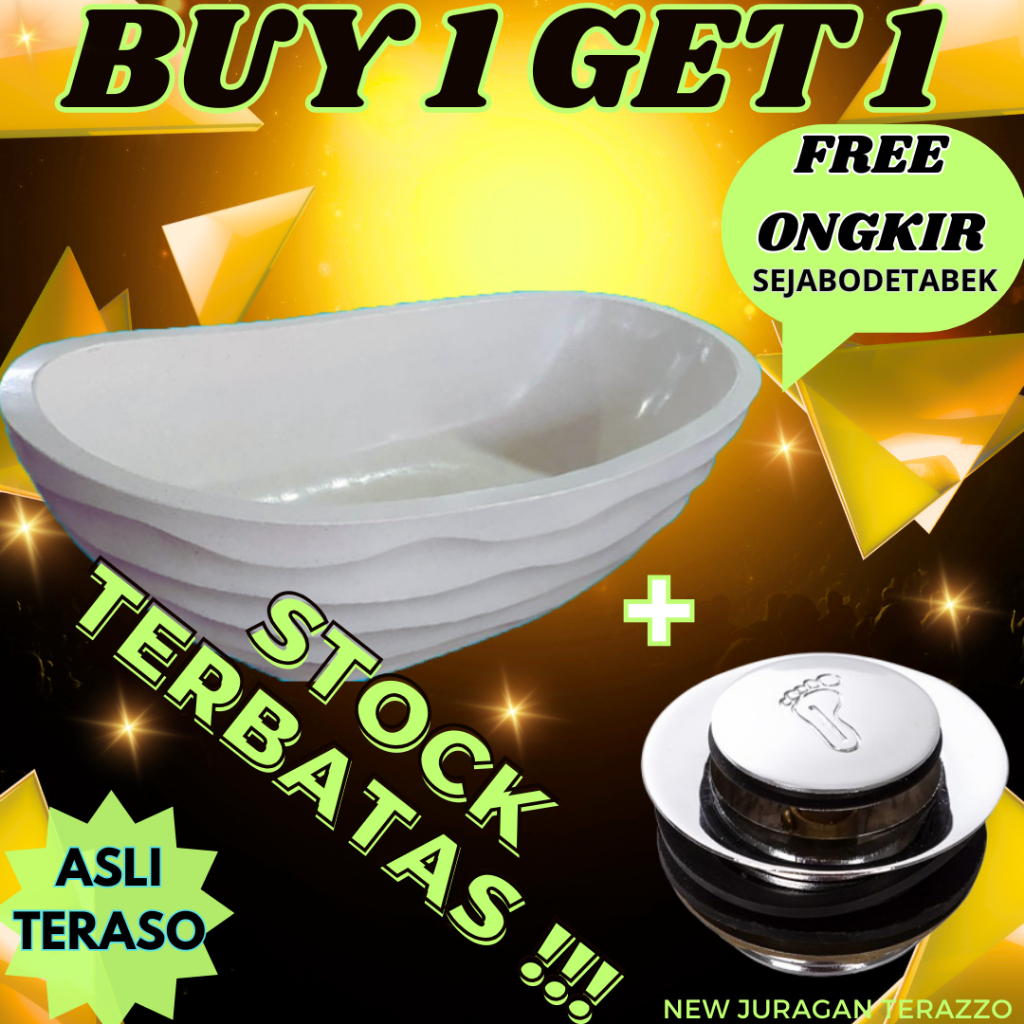 BATHTUB TERAZZO MINIMALIS STANDING BATHTUB TIPE GELOMBANG UKURAN 120 CM FREE ONGKIR SEJABODETABEK