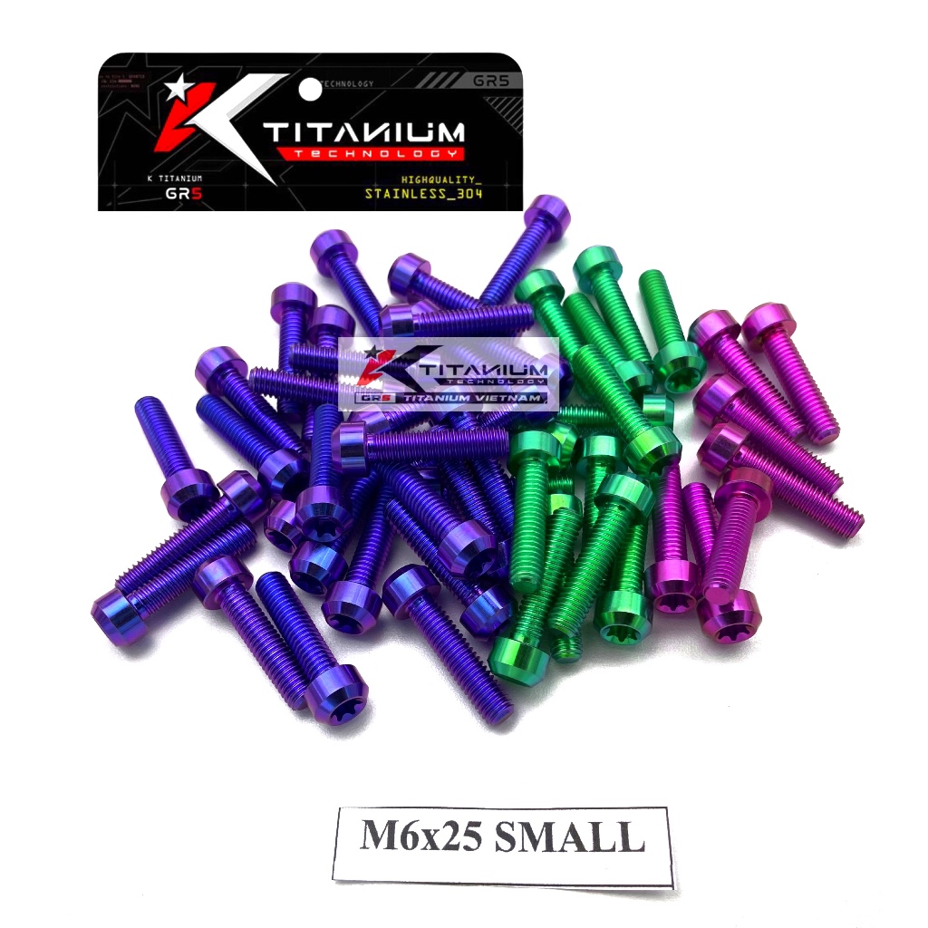 Baut titanium M6x25 drat 10 panjang 2.5 cm SMALL HEAD