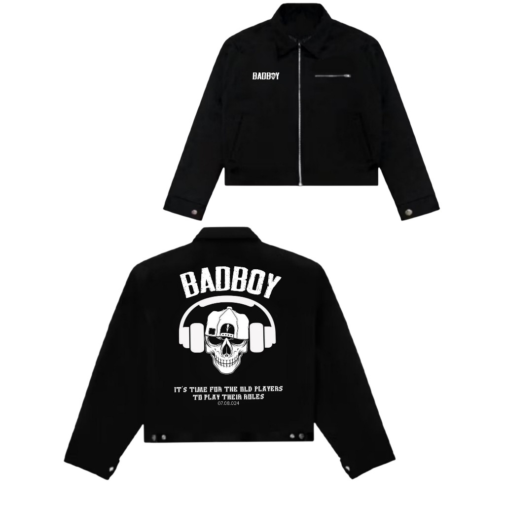 TABRONEI:WORK JACKET BOXY BADBOY UNISEK-JAKET BOXY HITAM UNISEX