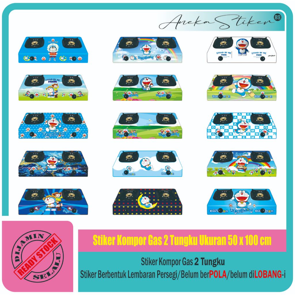 STIKER KOMPOR GAS 2 TUNGKU BAHAN VINYL DORAEMON / Sticker Kompor Gas 2 Tungku