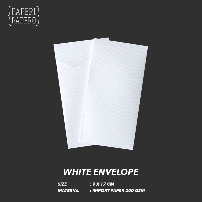 

White Envelope (9 x 17 cm) - Amplop Putih Premium dengan Bahan Imported Paper (5 pcs)