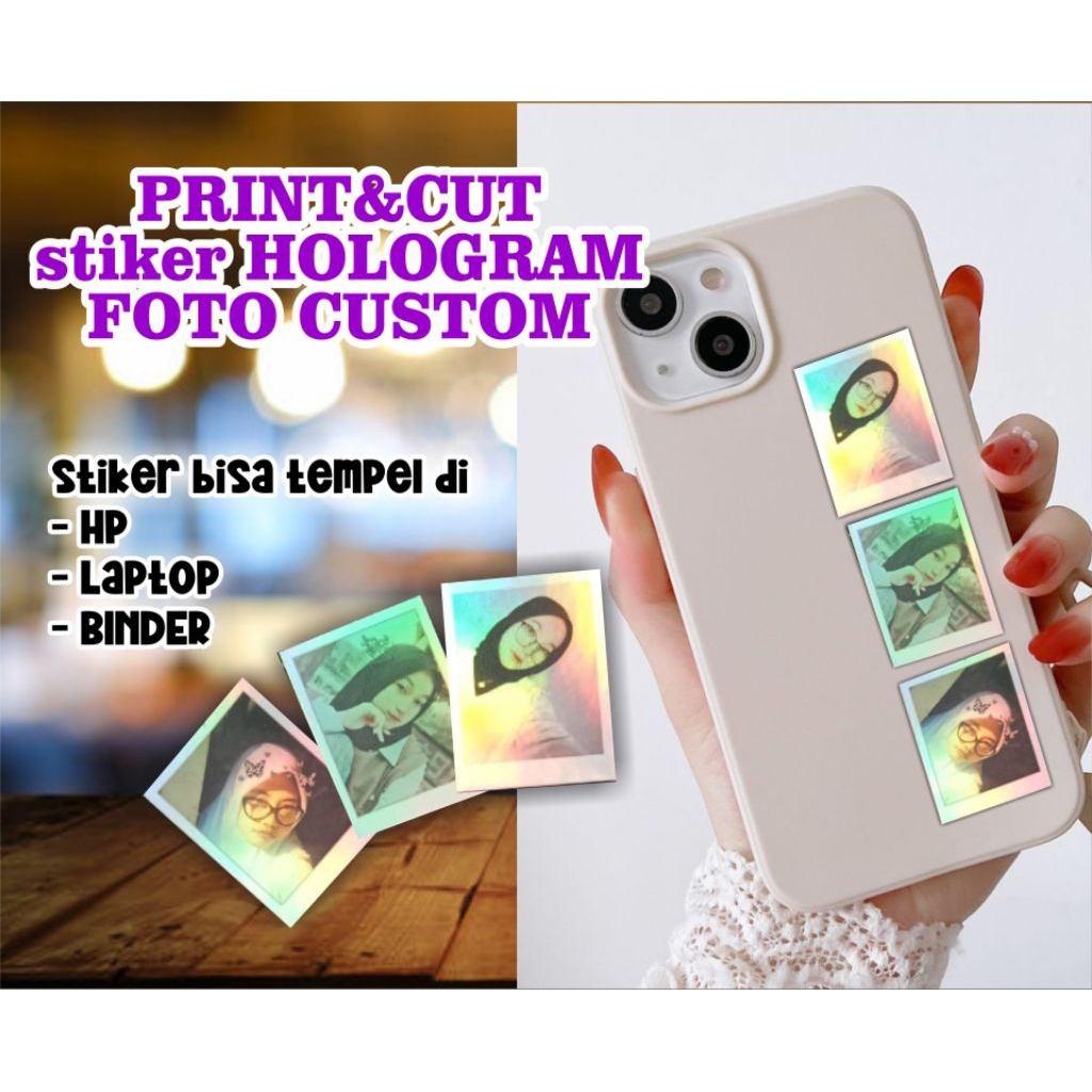 

STIKER FOTO HOLOGRAM 3x4cm (anti air) untuk tempel di HP/Binder/Laptop